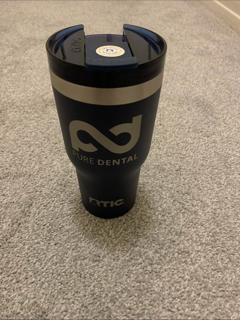 RTIC Navy Travel Tumbler with Pure Dental Logo